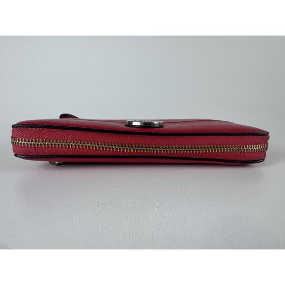 VTG Guess Wallet Womens Red Zip Around Wristlet Leather Logo Clutch Purse Bag - Picture 4 of 13
